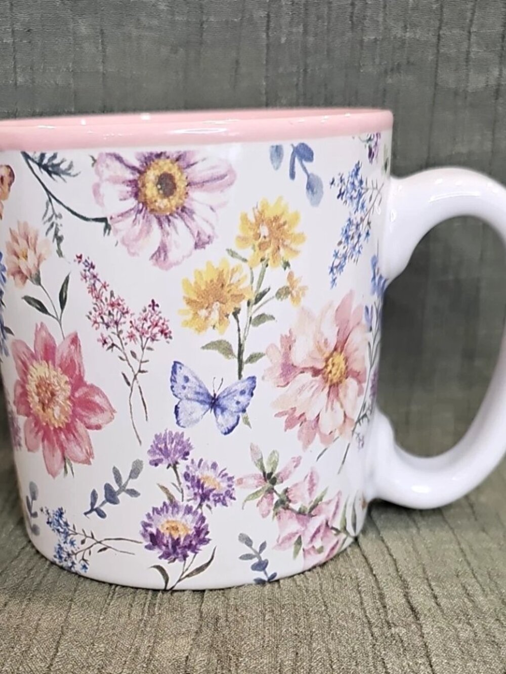 "Wildflowers and Butterflies" Mug/Cup Tina Wenke for Burton+Burton New w/Tag